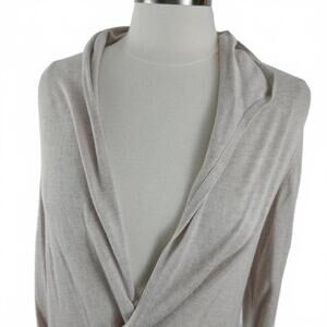 Joan Vass Studio Womens 3/4 Sleeve Solid Beige Shrug Cardigan Sweater M